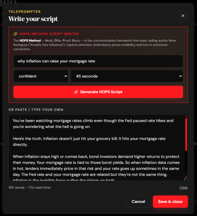 Write your script with AI screen