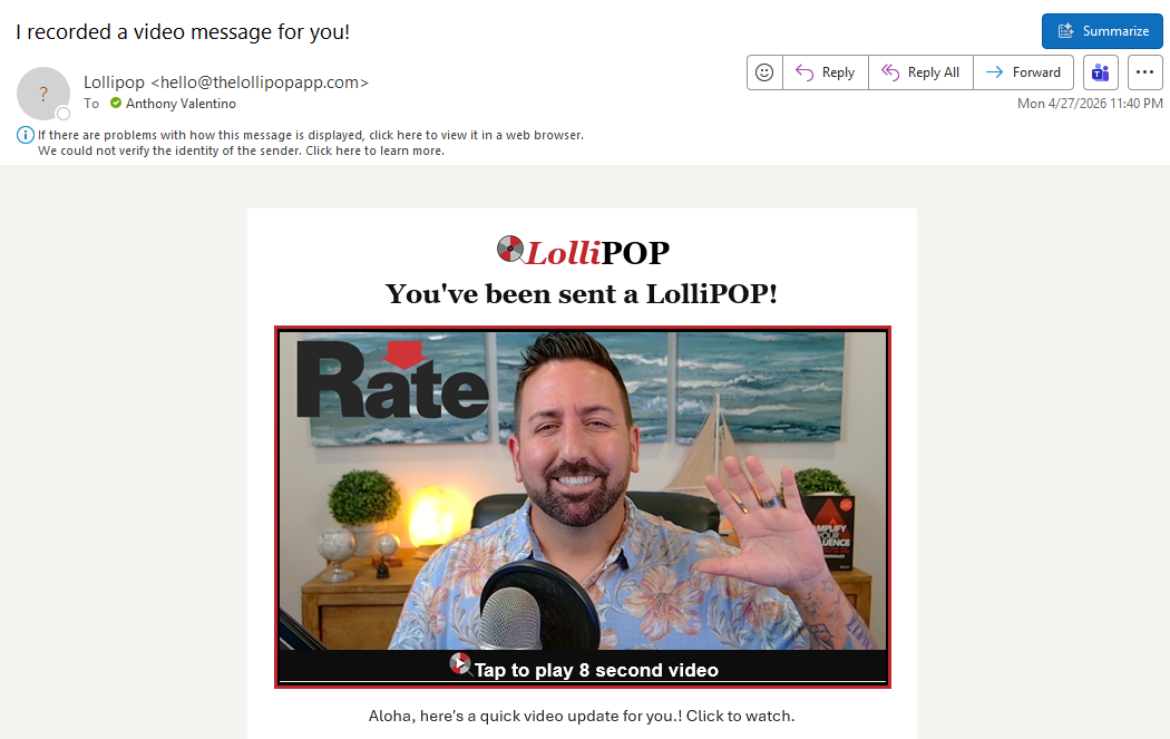They Receive via Email screen